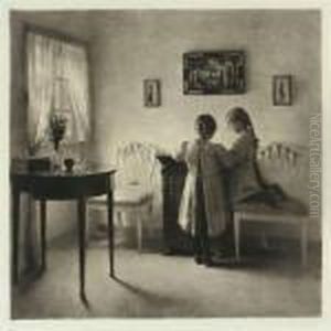 Two Little Girls Playing by Peder Vilhelm Ilsted