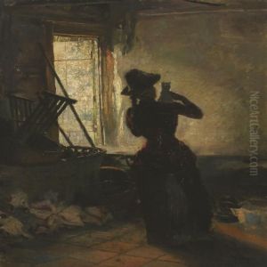 Interior With Woman And Cat by Peder Vilhelm Ilsted
