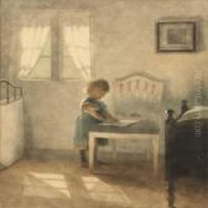 Interior With The Artists Daughter Ellen by Peder Vilhelm Ilsted