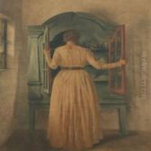 The Blue Cupboard by Peder Vilhelm Ilsted