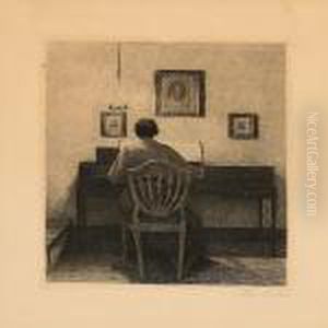 Spillende Dame by Peder Vilhelm Ilsted