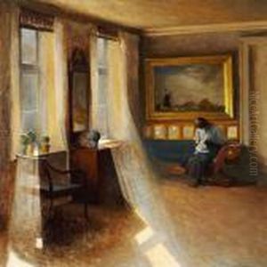 Interior With A Girl Sewing by Peder Vilhelm Ilsted