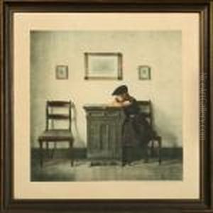Girl In Black Dress In Interior by Peder Vilhelm Ilsted