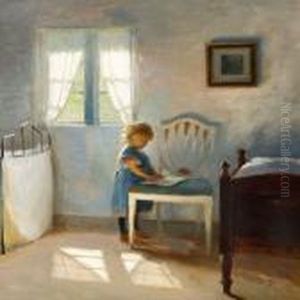 Sunny Interior With The Artist's Daughter Ellen At A White Chair