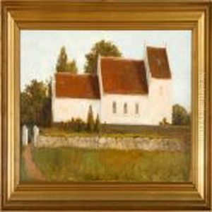 Calm Summer Day At A Danish Village Church by Peder Vilhelm Ilsted