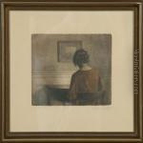 Young Girl By Asemi-circular Table - view 1