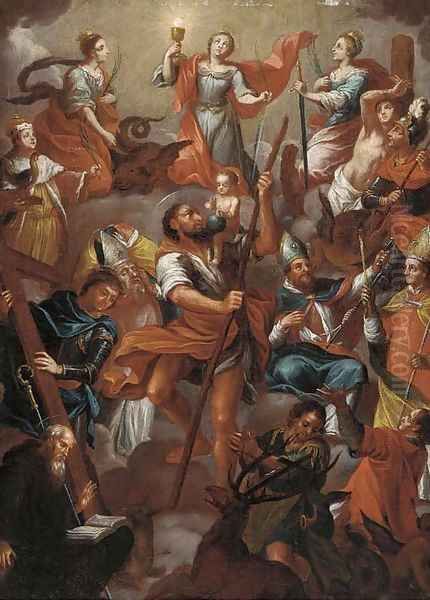 An assembly of Saints with Saint Christopher - view 1