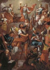 An assembly of Saints with Saint Christopher by Franz Anton Maulbertsch