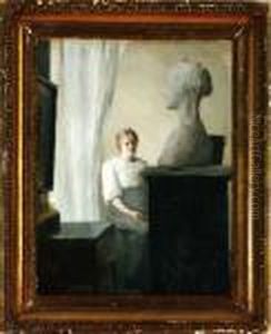 An Interior With The Artist's Wife Named Ingeborg by Peder Vilhelm Ilsted