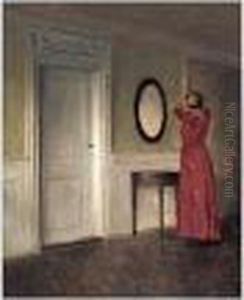 Kvinde Foran Et Spejl (lady Before A Mirror) by Peder Vilhelm Ilsted