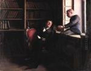 In The Library by Peder Vilhelm Ilsted