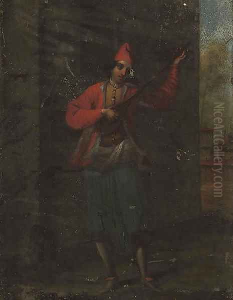 A man playing a lute - view 1