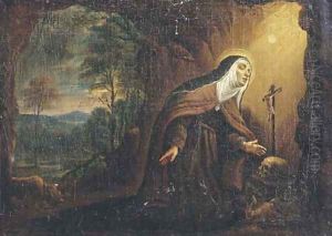 The Penitent Saint Theresa in a grotto by Pier Francesco Mola