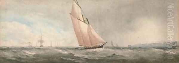 A big cutter under full sail - view 1