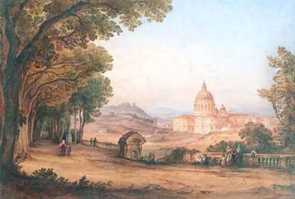 A capriccio of the Roman campagna with St Peters - view 1