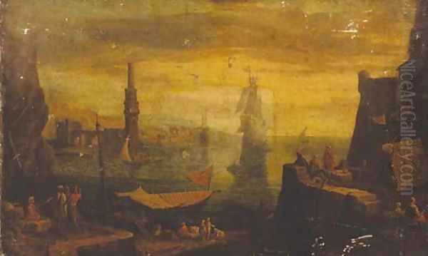 A Mediterrean harbour at sunset - view 1