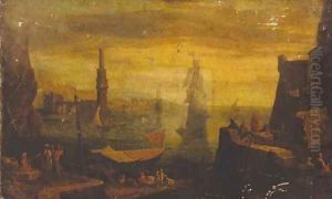 A Mediterrean harbour at sunset