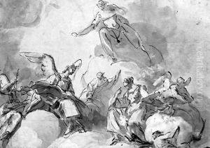 Christ in glory with angels by Domenico Mondo