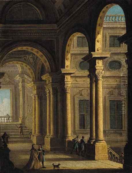 A classical colonnade with figures - view 1