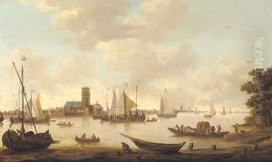 View of Dordrecht from the river Maas
