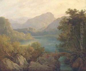 Anglers in a loch landscape