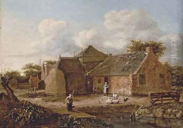 Two peasant women in a farm courtyard - view 1