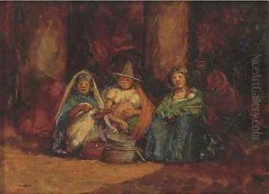 Indian Women Selling in a Market Place, Mexico by Mortimer Luddington Mempes