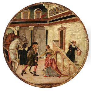 Tarquin saluting Lucretia by Domenico Morone