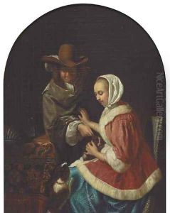 'Teasing the Pet' by Frans Van The Elder Mieris