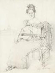 Portrait De Elisabeth Keating Jouant La Guitare