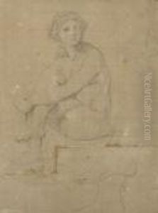 Jeune Femme Assise, Les Jambes Croisees, Reprise Du Pied Droit