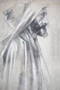 Study Of A Bearded Man In A Hooded Robe by Jean Auguste Dominique Ingres