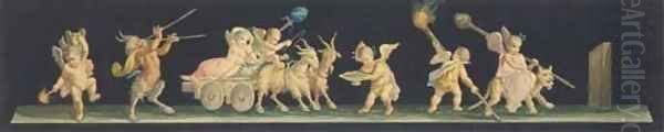 Putti driving a chariot drawn by goats - view 1