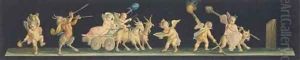 Putti driving a chariot drawn by goats by Michaelangelo Maestri