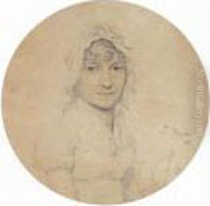 Portrait Of A Young Woman Wearing A Lace Bonnet