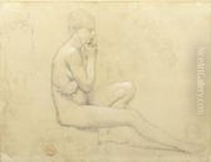 A Young Nude Woman Seated In Profile To The Right, With Subsidiary Studies Of Her Hand