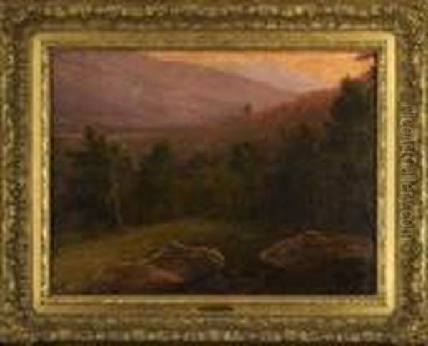 Wooded Mountain Landscape With Figures Resting In A Clearing - view 1