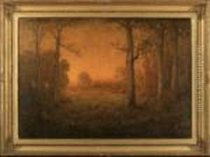 Cattle Grazing In A Pastoral Landscape At Sunset by George Inness