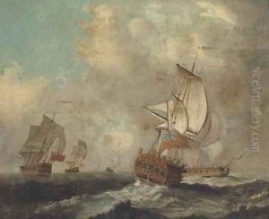 A Squadron of the Red in a swell by Peter Monamy