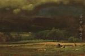 Harvesting Before The Oncoming Storm by George Inness