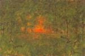 Forest Sunset With Figure
