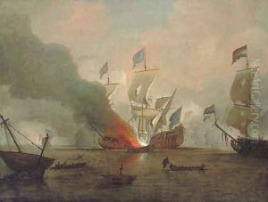 The destruction of the Royal James at the battle of Solebay, 3rd May 1672