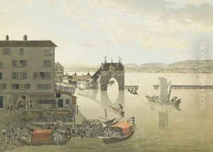 Vue prise pres de l'auberge du Corbeau a Zurich by Johann Jakob Meyer