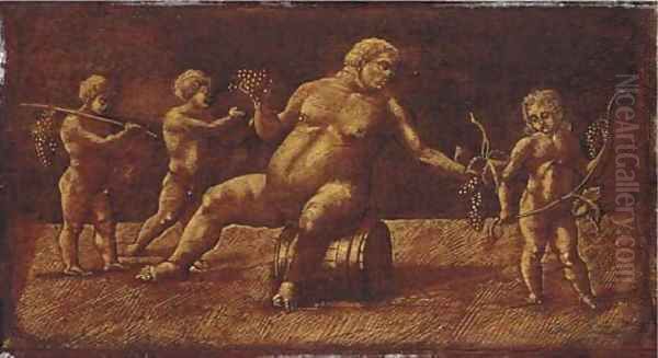 The drunken Silenus with putti a trompe l'oeil bas-relief - view 1