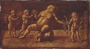 The drunken Silenus with putti a trompe l'oeil bas-relief by Andrea Mantegna