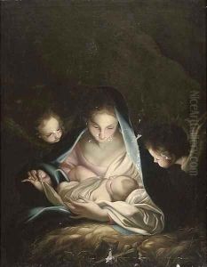 The Madonna and Child surrounded by cherubs