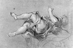 A draped Angel seen di sotto in su