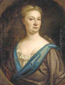 Portrait of a lady, bust-length, in a brown dress, feigned oval by Thomas Murray