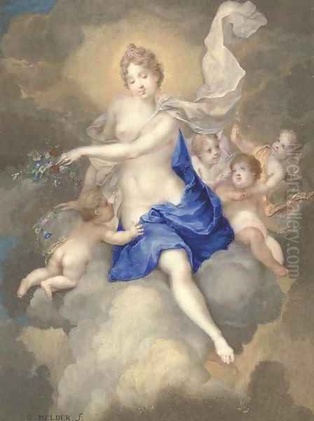 Flora seated on a cloud with putti - view 1