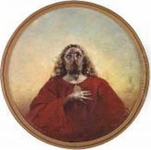 Christ In A Red Coatand With A Halo